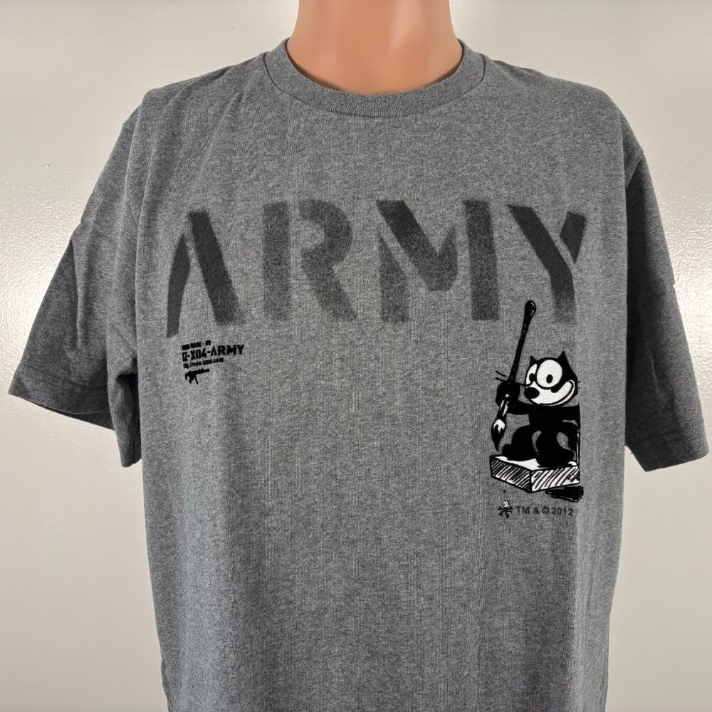Izzue Felix The Cat T Shirt Mens Size XL Grey IZ X04 Army 2012 Collaboration